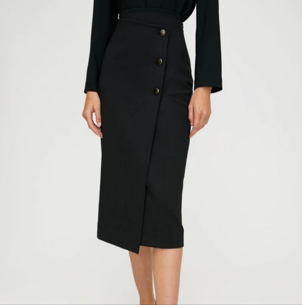 BABATON Billy Buttoned up Skirt Midi Black Size 6 Aritzia